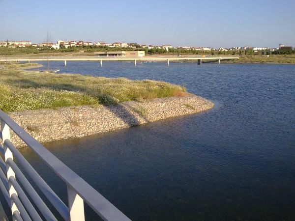 Castelo Branco: Lago da zona de lazer com barcos e gaivotas